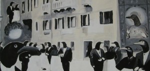 "processione" acrilico su tela 50x100 2006